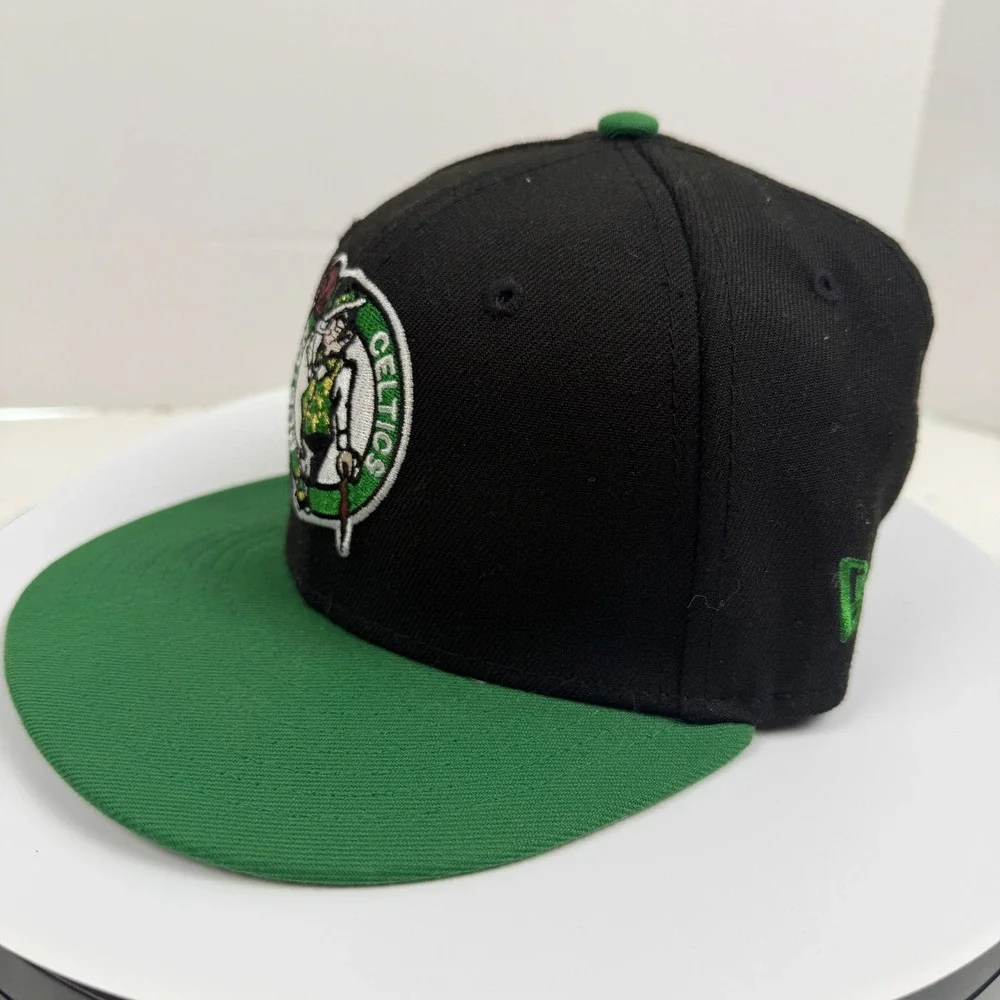 New Era 9FIFTY Boston Celtics Youth Snapback Hat Black Green NBA Cap Logo Patch